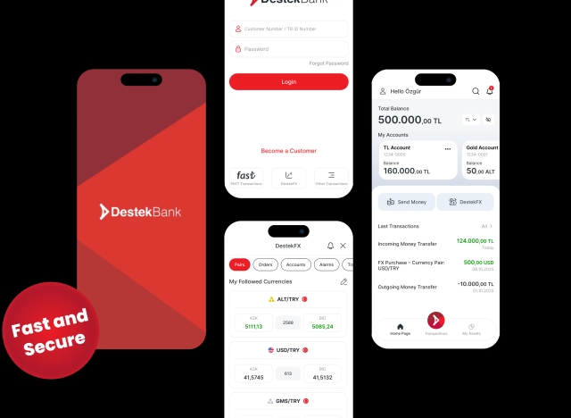 Enjoy mobile banking experience with DestekBank